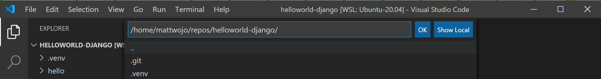 VS Code 选择 Docker 项目文件夹